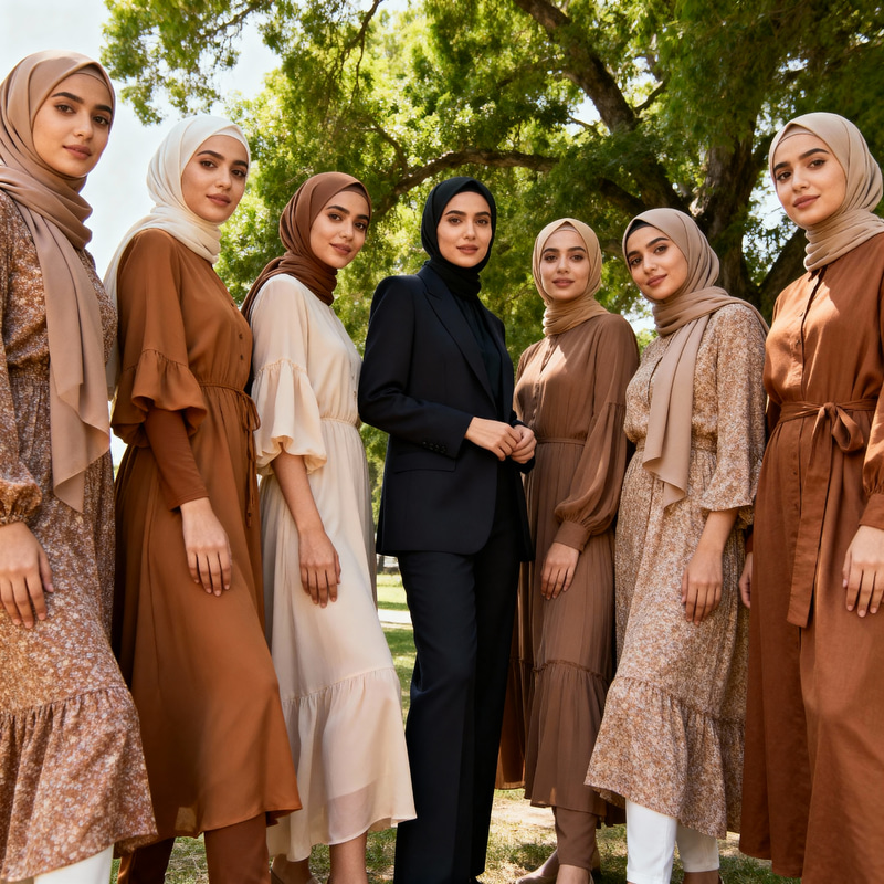 Chic Puff Dress for Hijabis in Nature Chic Puff Dress for Hijabis in Nature