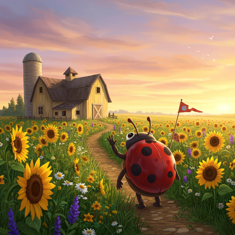 Adventurous Ladybug: Waving Goodbye to Home