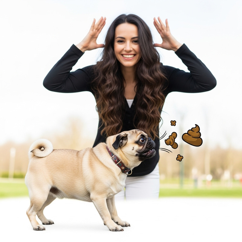 Dog Spitting Poop with Woman Behind