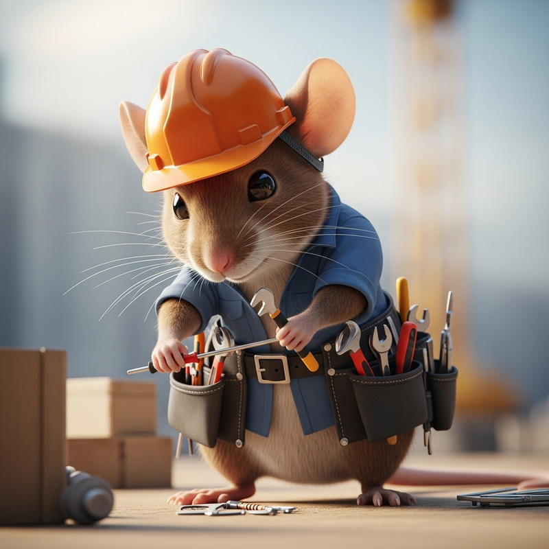 Strong Female Mouse in Hard Hat and Tool Belt Strong Female Mouse in Hard Hat and Tool Belt