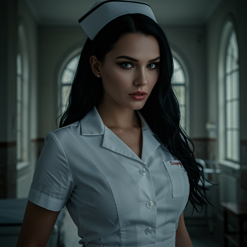 Beautiful Italian Vampire Nurse - Dark Hair & Blue Eyes