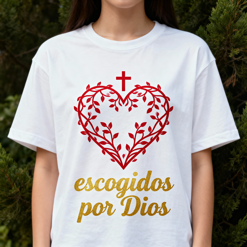 Christian T-Shirt with Heart Design - Chosen by God