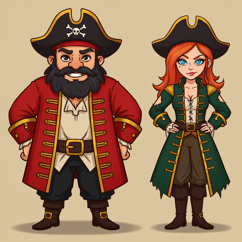 Cartoon Pirate Mascots for Announcements Cartoon Pirate Mascots for Announcements