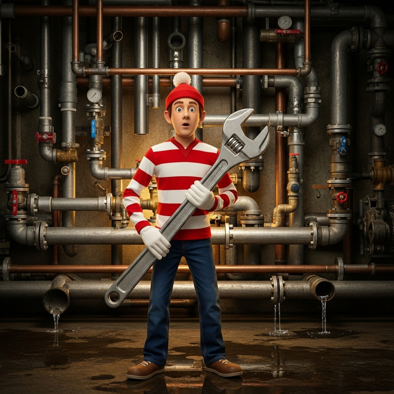 Waldo Among Plumbing Piping