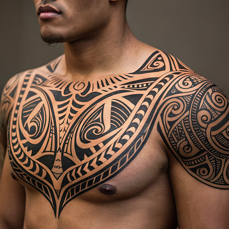 Stunning Chest Tribal Tattoo Designs Stunning Chest Tribal Tattoo Designs