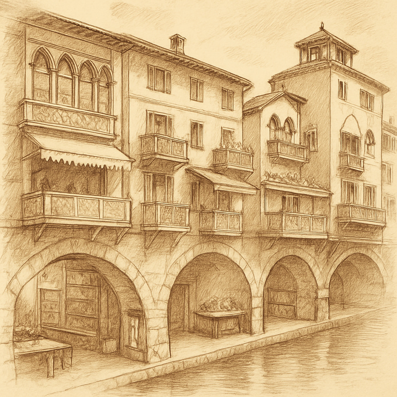 Ponte Vecchio Bridge Sketch in Sepia Tones Ponte Vecchio Bridge Sketch in Sepia Tones