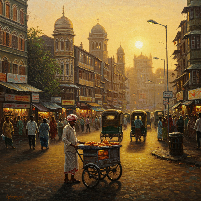Stunning Mumbai Oil Painting Stunning Mumbai Oil Painting