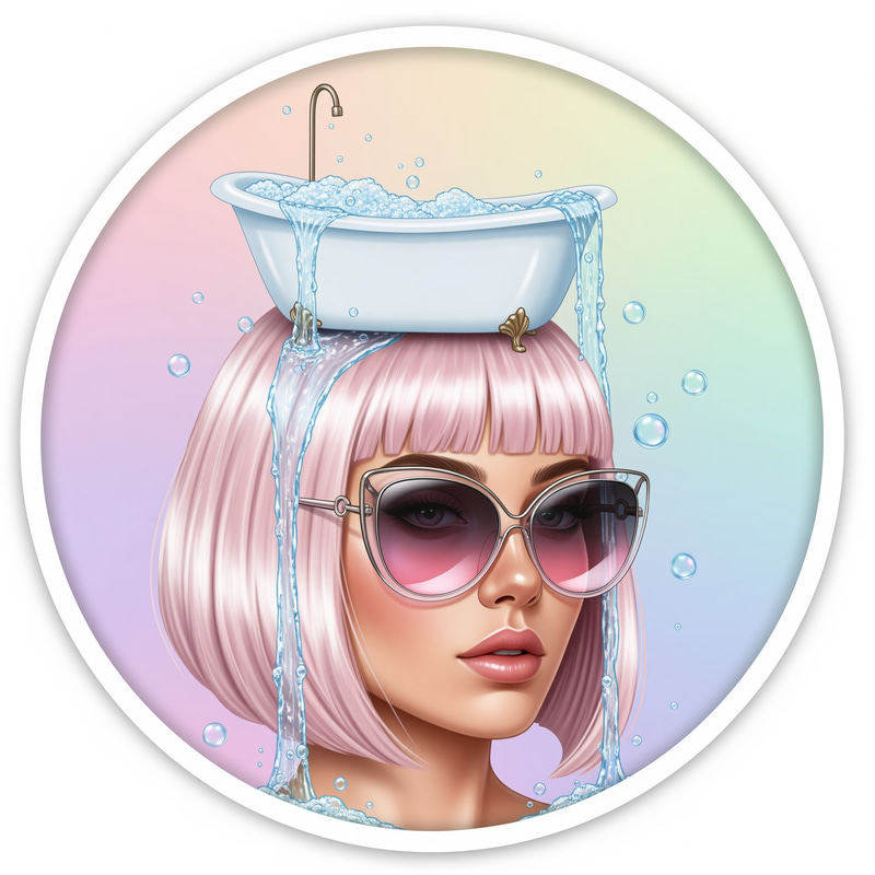 Surreal Stylish Woman in Pastel Art