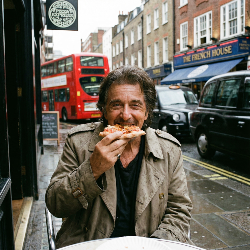 Al Pacino Enjoys Pizza in London Al Pacino Enjoys Pizza in London