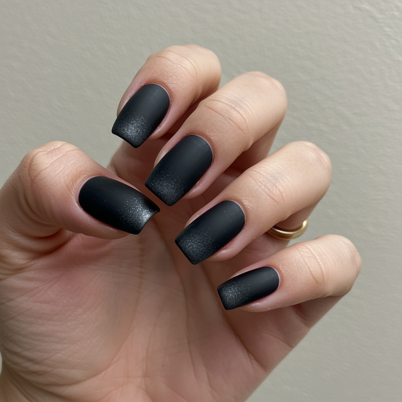 Stunning Ombre French Manicure in Matte Black Stunning Ombre French Manicure in Matte Black
