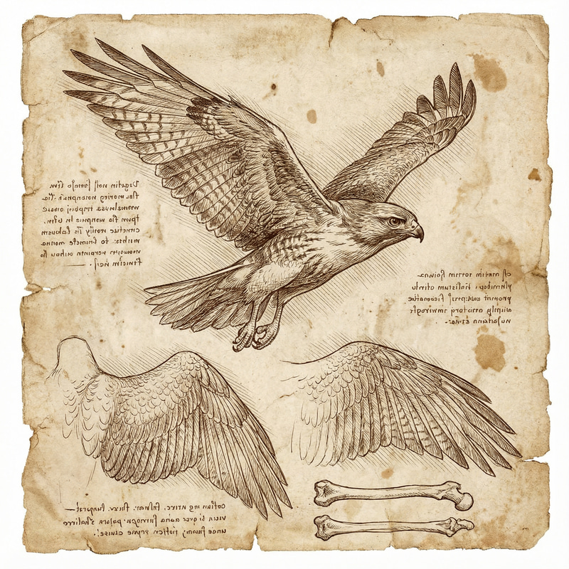 Simple Bird Illustration in Leonardo Da Vinci Style