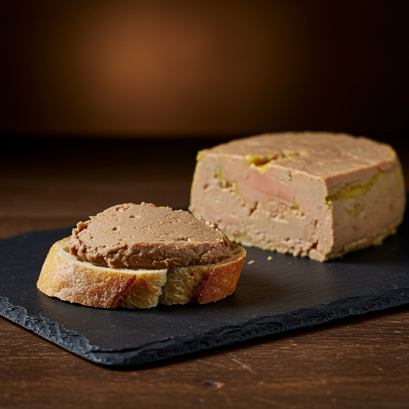 Homogeneous Foie Gras Pâté on Bread - Restaurant Serving Homogeneous Foie Gras Pâté on Bread - Restaurant Serving