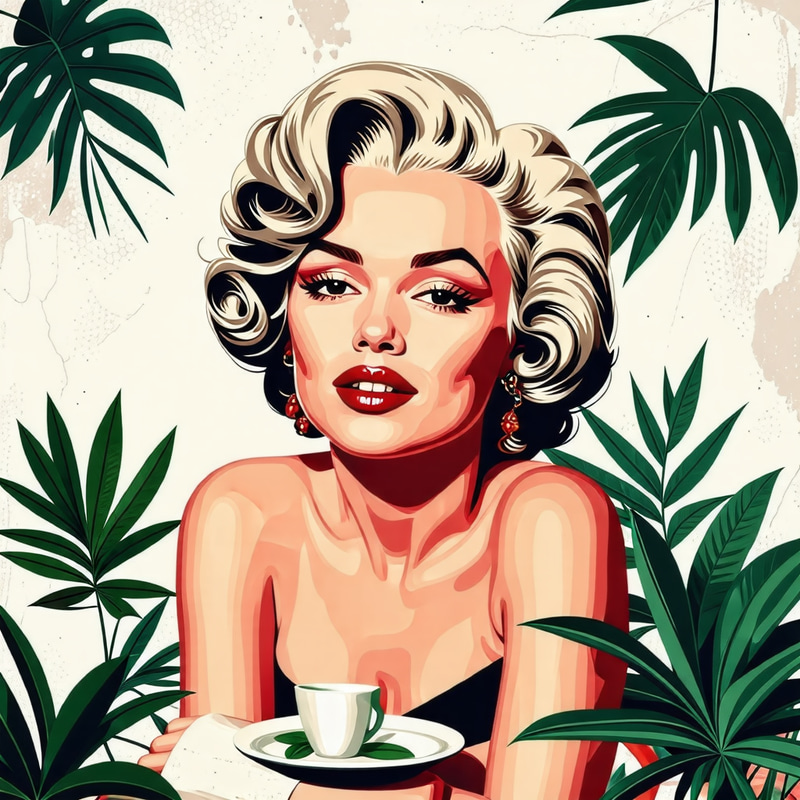 Marilyn Monroe in Boho Chic Cafe Art Poster Marilyn Monroe in Boho Chic Cafe Art Poster