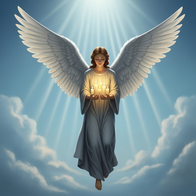 Serene Angel Soaring in Blue Sky Serene Angel Soaring in Blue Sky