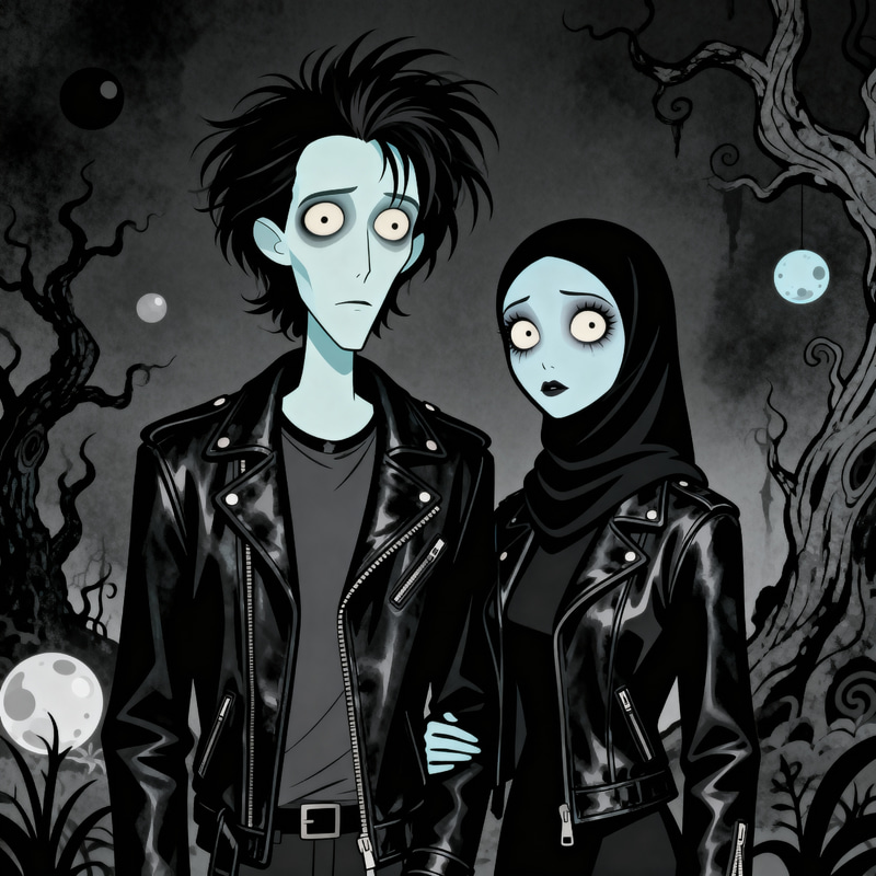 Gothic Characters in Tim Burton Style Art