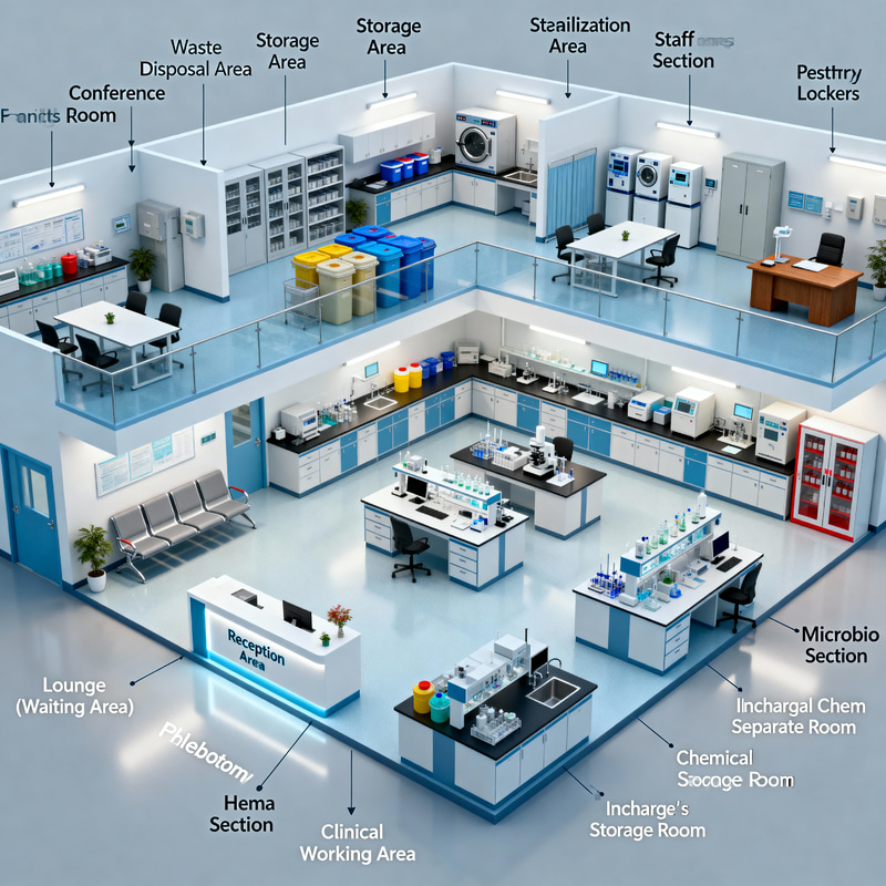 Spacious Clinical Laboratory Floor Plan Design