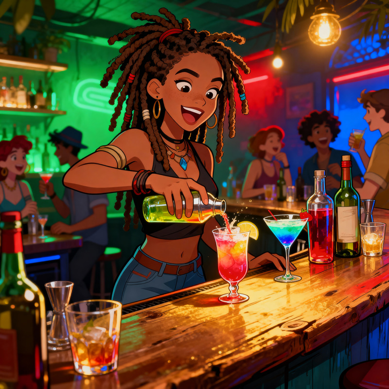 Vibrant Cartoon Bartender Illustration Vibrant Cartoon Bartender Illustration