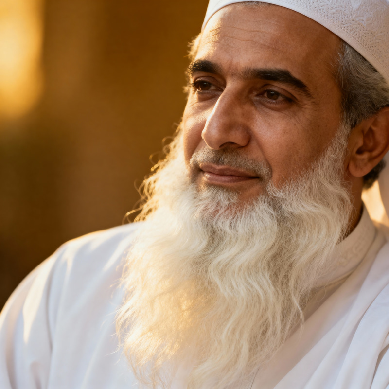 Wise and Handsome Elderly Muslim Man Portrait