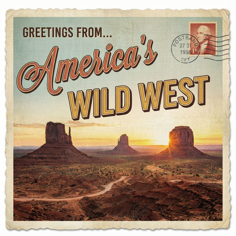 Vintage Travel Postcard with Scenic Views