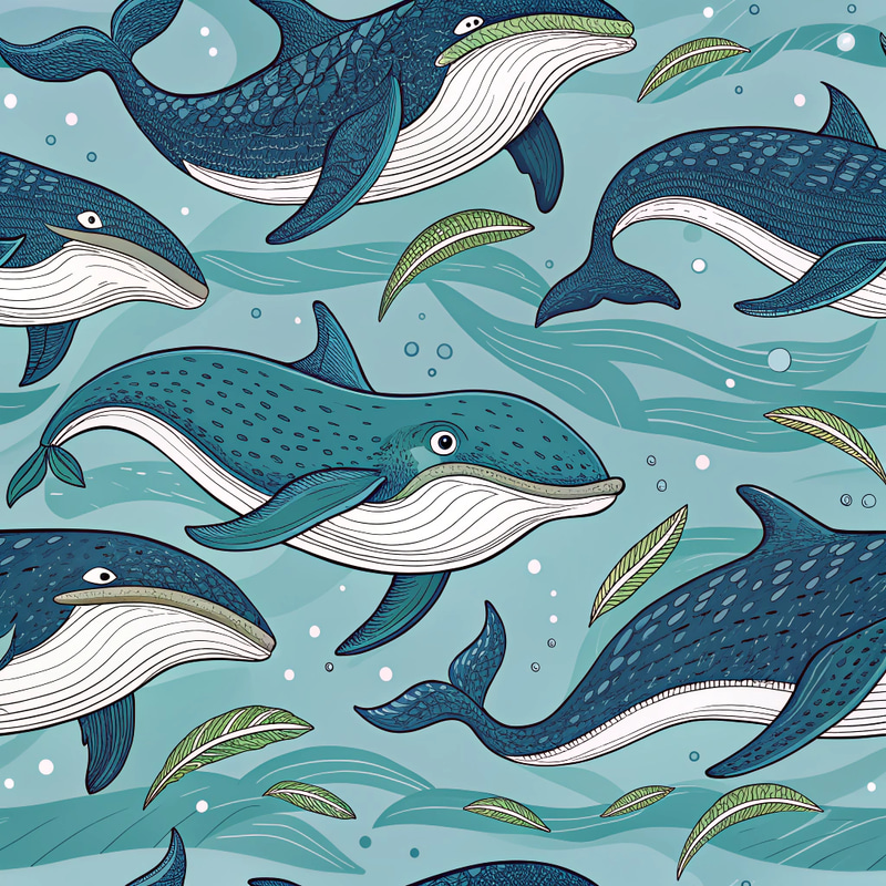 Dolphin and Whale Tessellation Art Dolphin and Whale Tessellation Art