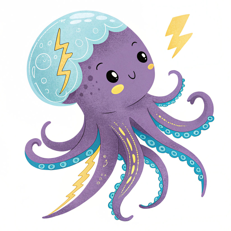 Cute Purple Octopus with Blue Underside Cute Purple Octopus with Blue Underside
