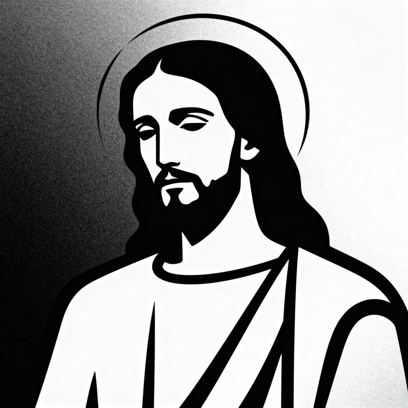 Minimalist Jesus Silhouette Art - High Contrast Design