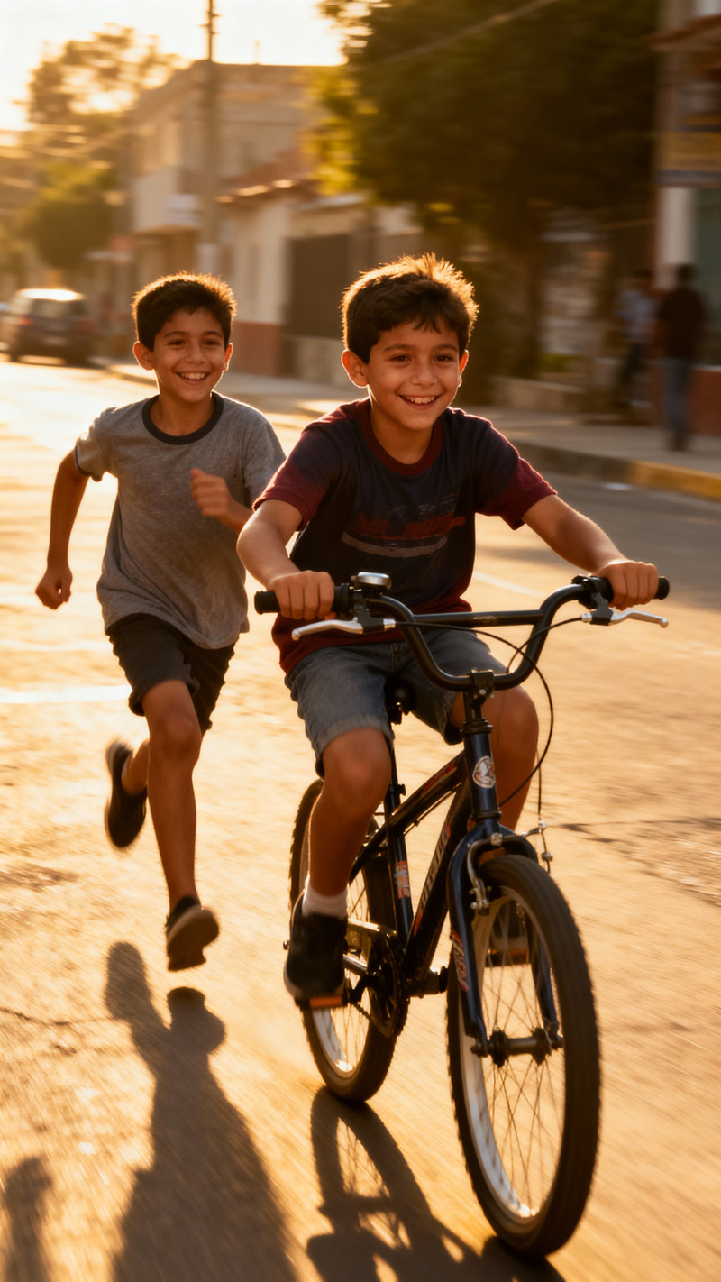 Javier Riding Bike with Friend - Childhood Memories Javier Riding Bike with Friend - Childhood Memories