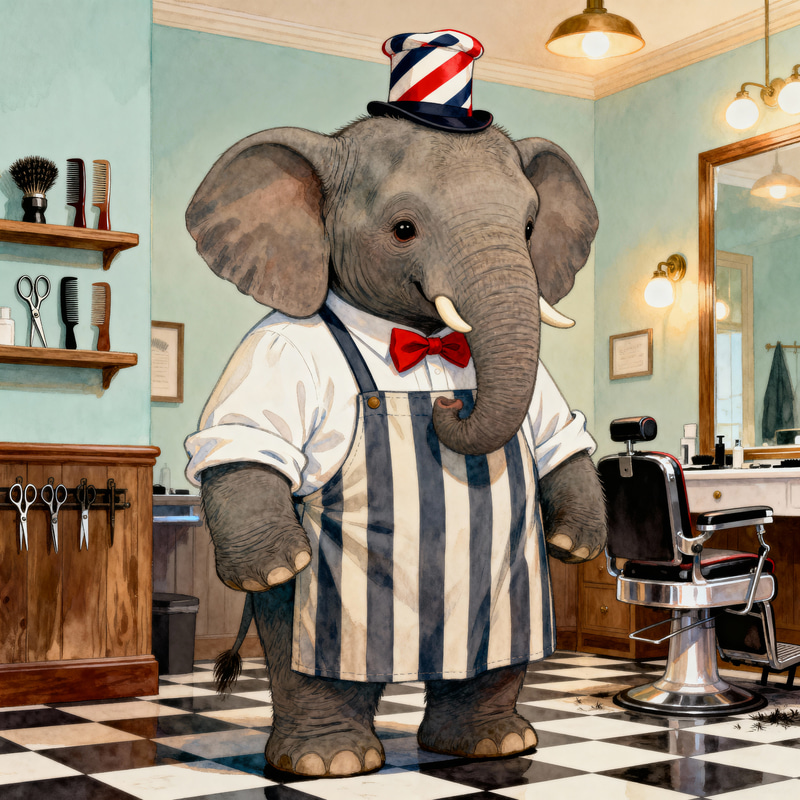 Elephant in a Barber Costume - Fun & Unique Elephant in a Barber Costume - Fun & Unique