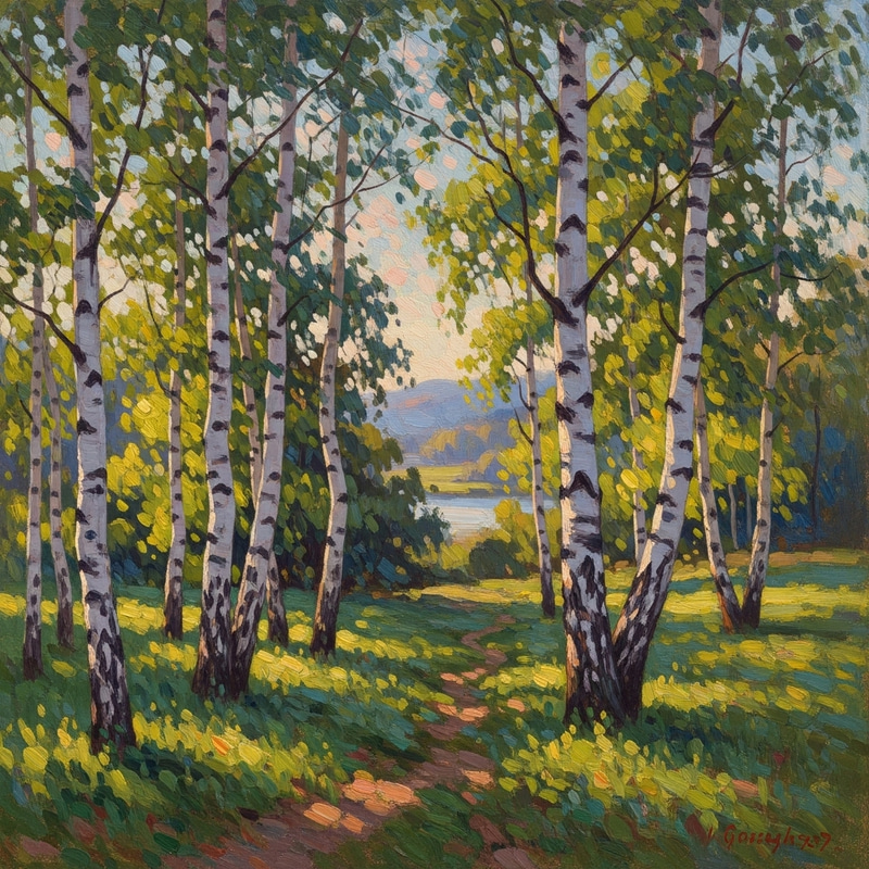 Impressionist Landscape with Birches Impressionist Landscape with Birches