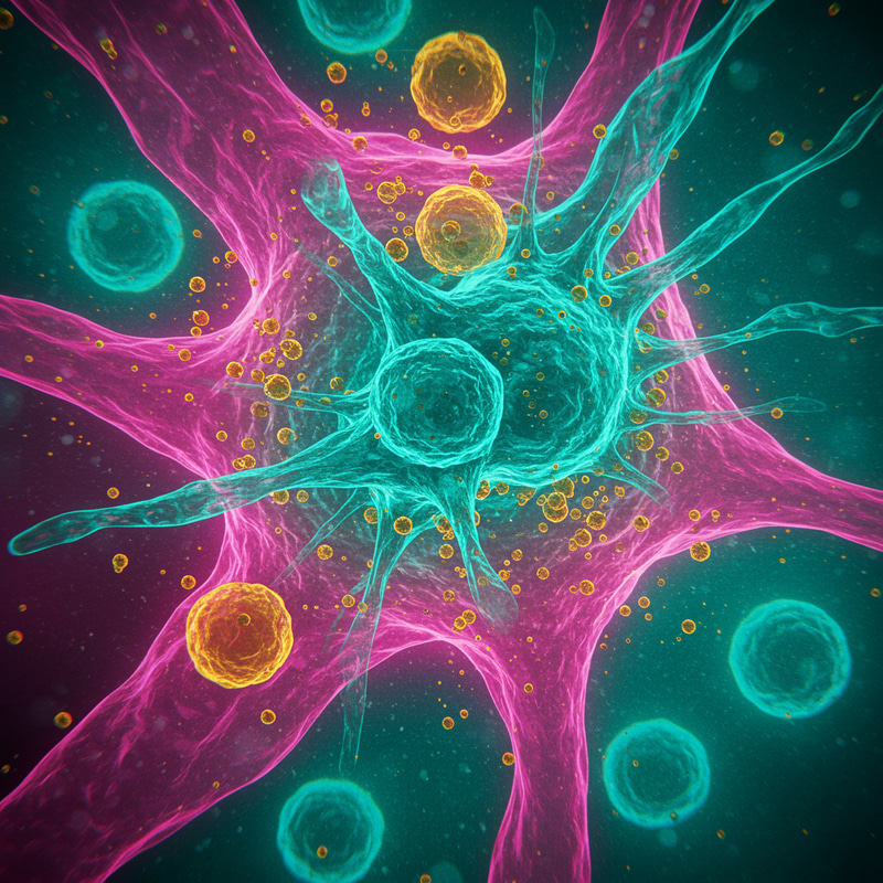 Vibrant Stem Cells Under the Microscope - Digital Art Vibrant Stem Cells Under the Microscope - Digital Art