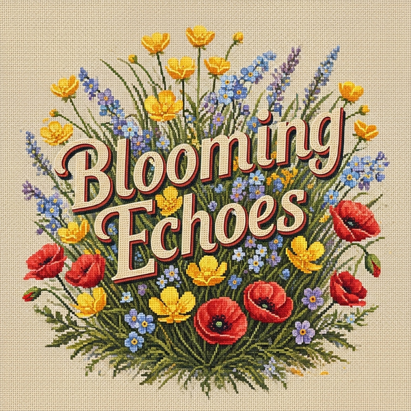 Vintage Cross-Stitch Floral Album Cover Design Vintage Cross-Stitch Floral Album Cover Design