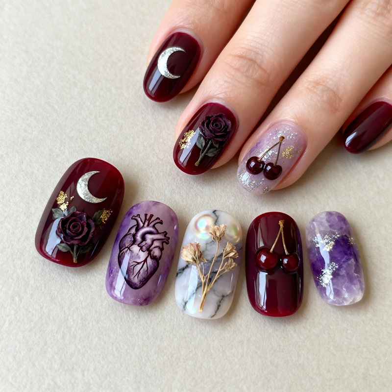 Elegant Autumn Nail Art for Short Round Nails