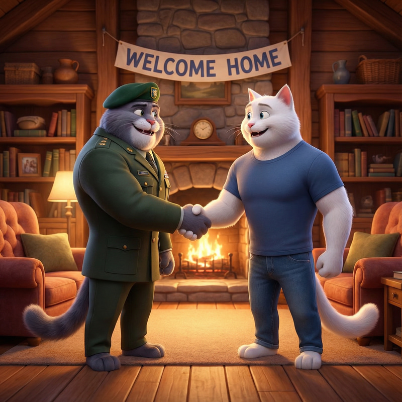 3D Pixar-Style Cozy Living Room Cats 3D Pixar-Style Cozy Living Room Cats