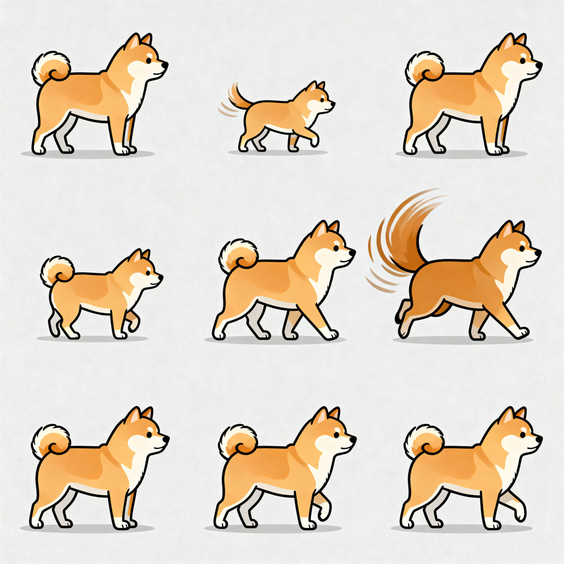 Cartoon Shiba Inu Tail Wag Animation Frames Cartoon Shiba Inu Tail Wag Animation Frames