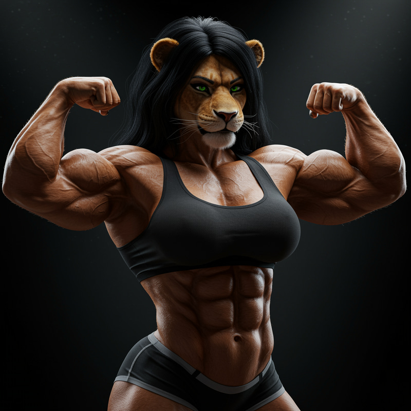Muscular Lion Girl: Strength and Beauty Combined