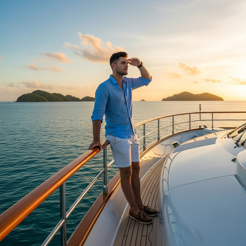 Tall Young Man on a Yacht