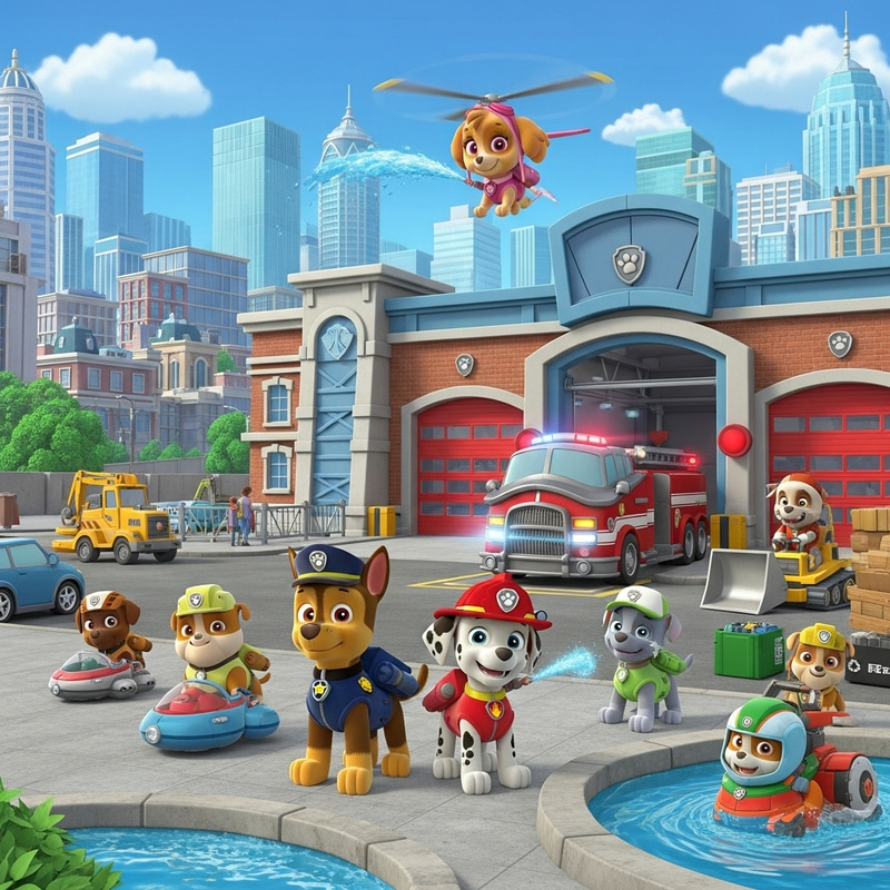 Fire Station and Paw Patrol in the City