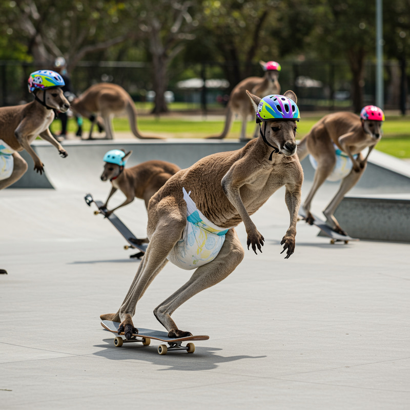Muscular Kangaroos Skateboarding in Diapers Muscular Kangaroos Skateboarding in Diapers