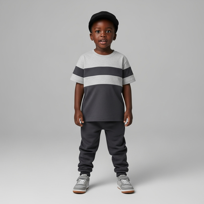 Happy Black Boy in Stylish Sportswear Happy Black Boy in Stylish Sportswear