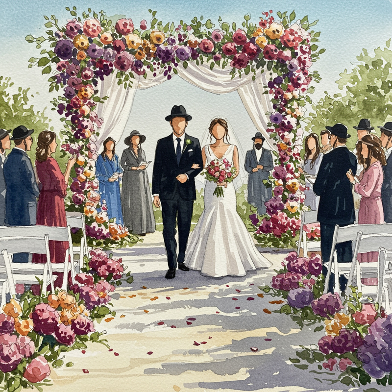 Charming Outdoor Jewish Wedding in Watercolor Charming Outdoor Jewish Wedding in Watercolor