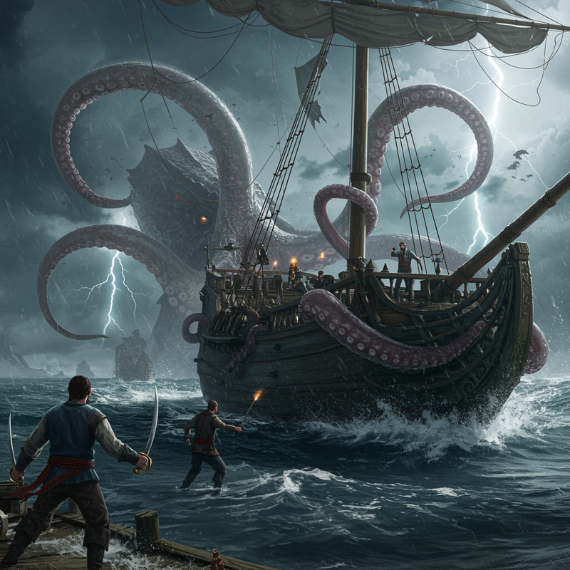Pirate Ship Attacked by Kraken - Epic Sea Battle Pirate Ship Attacked by Kraken - Epic Sea Battle