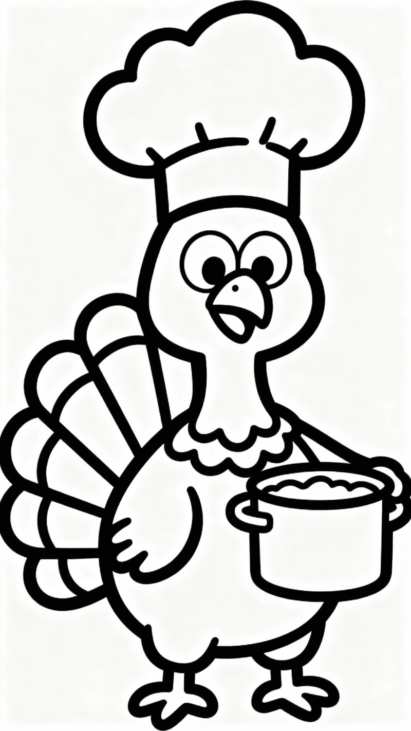 Turkey Chef Hat Coloring Page - Line Art Design Turkey Chef Hat Coloring Page - Line Art Design