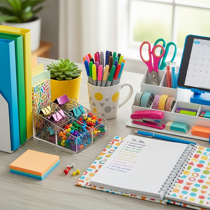 Colorful and Organized Desk Supplies Colorful and Organized Desk Supplies