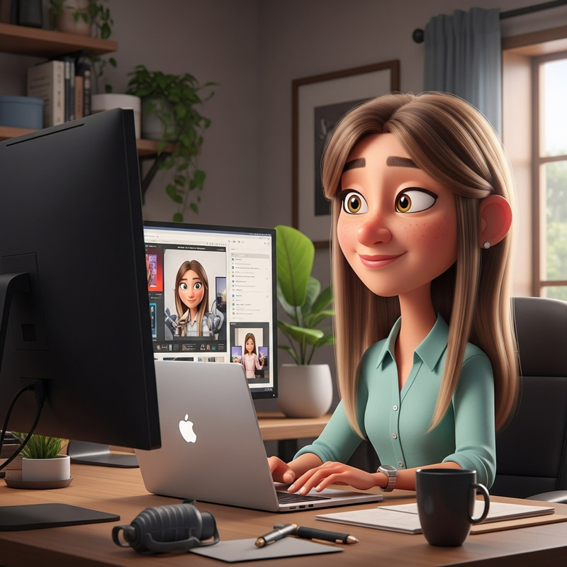 Pixar-Inspired Animation of a Graphic Designer
