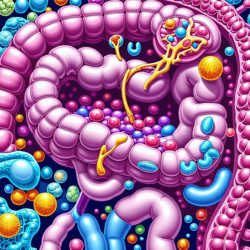 Human Intestine Cross Section: Absorption of Calcium & Phosphate Ions Human Intestine Cross Section: Absorption of Calcium & Phosphate Ions