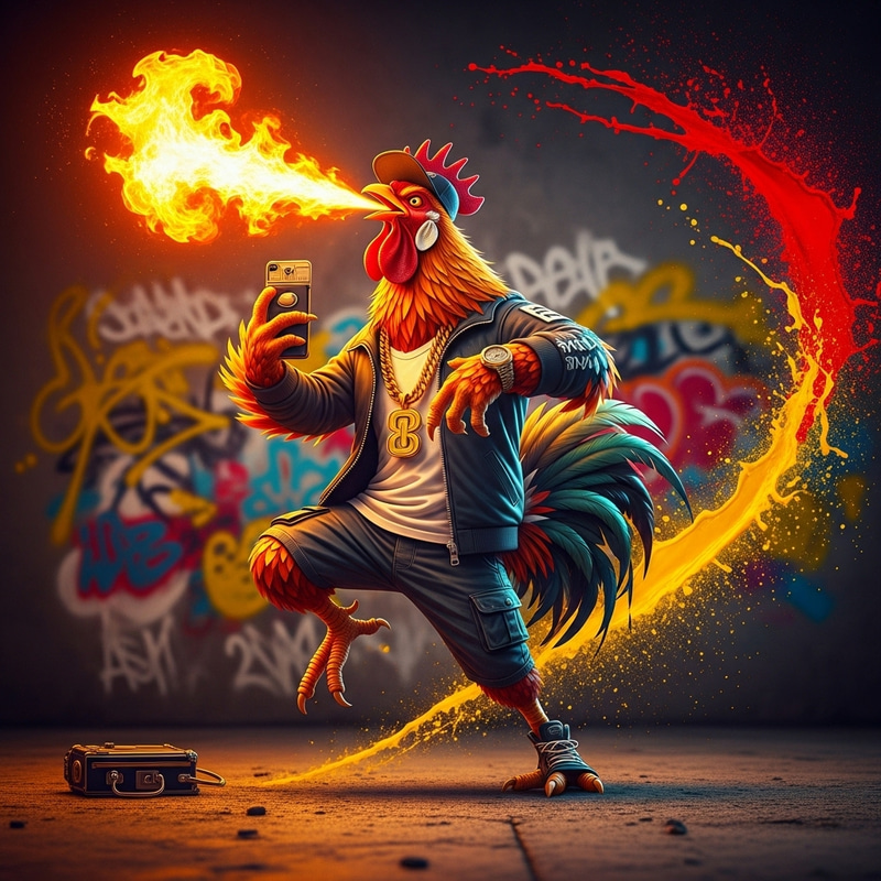 Dancing Rooster: Spicy Rap & Fire Breathing Fun