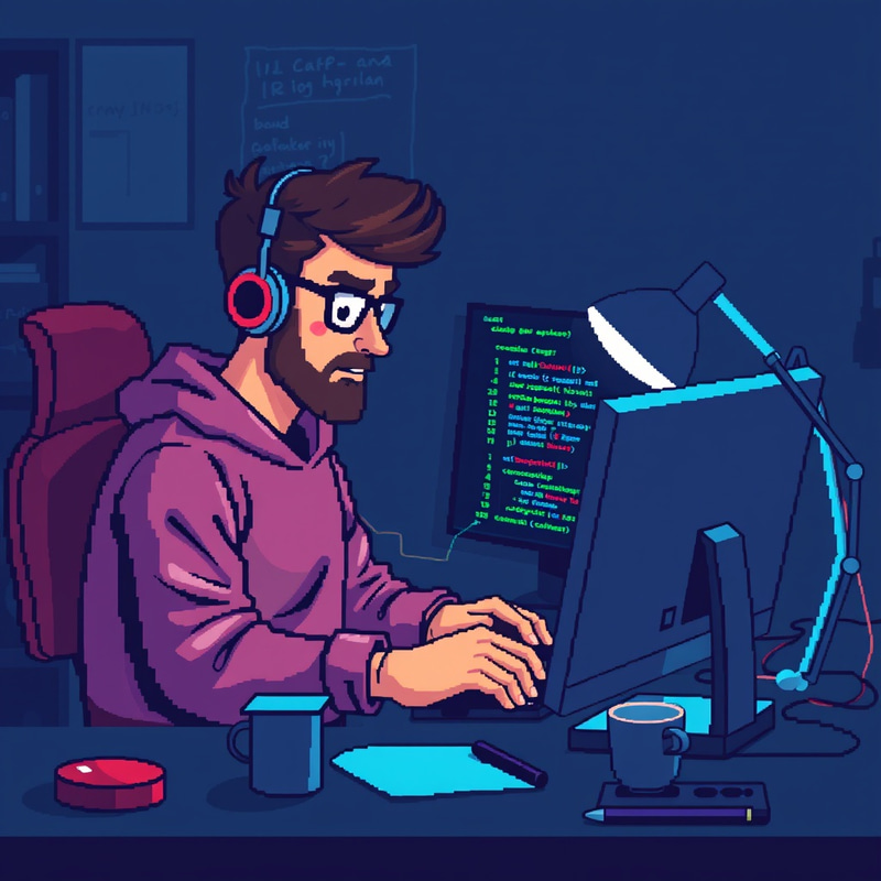 Pixel Art Developer Coding with Coffee Pixel Art Developer Coding with Coffee