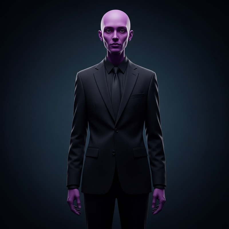 Stylish Purple Skin Figure in a Suit