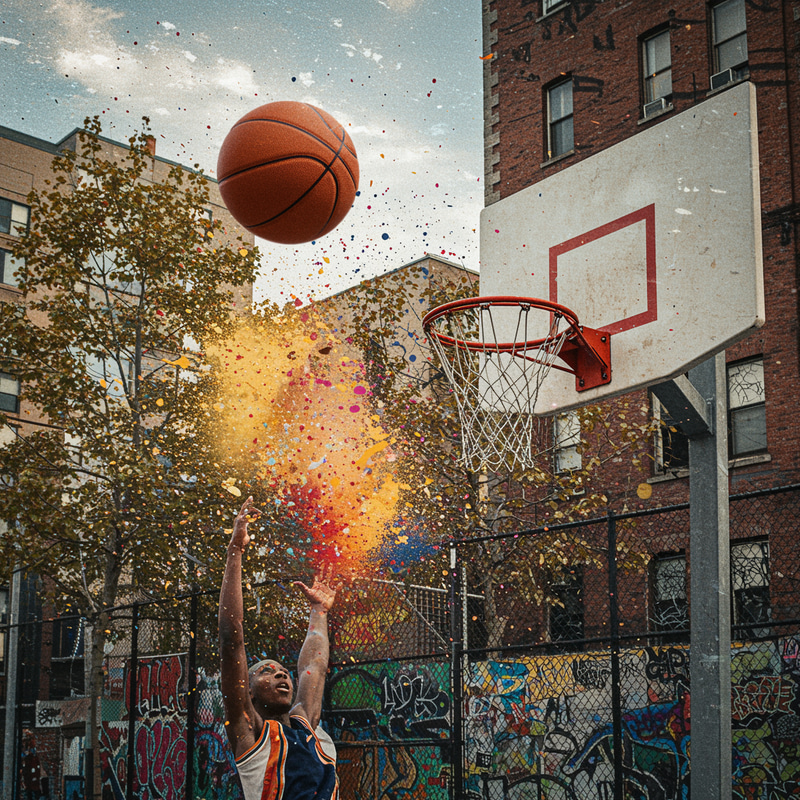 Dynamic Basketball Art: Urban Court Action