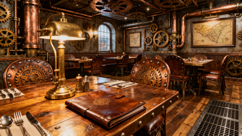 Steampunk Restaurant Interior Design & Table Chairs Steampunk Restaurant Interior Design & Table Chairs